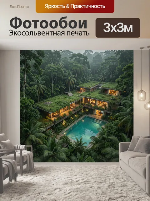 Фотообои Тропический эко-дом с бассейном