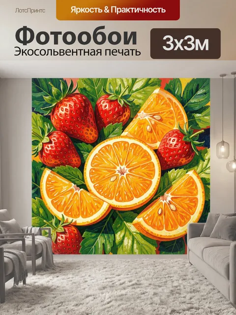 Фотообои Клубника и дольки апельсина