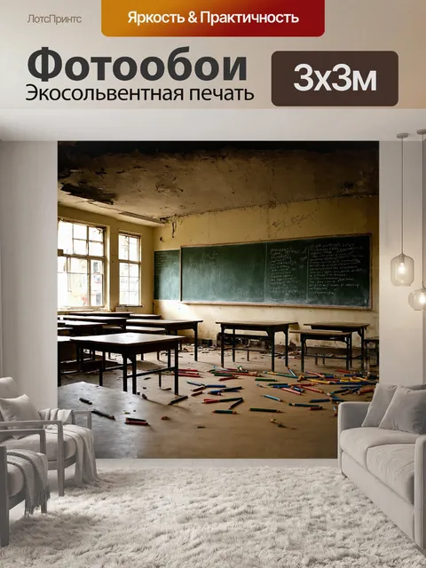Фотообои заголовок: "заброшенная школа" описание: в интерьере старой школы