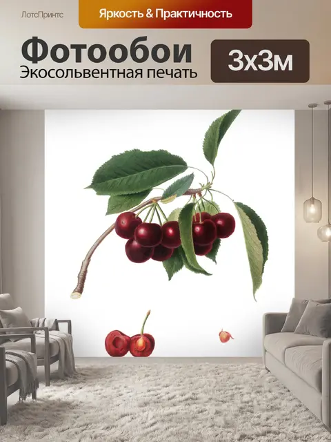 Фотообои Винтажный клипарт ветка вишни