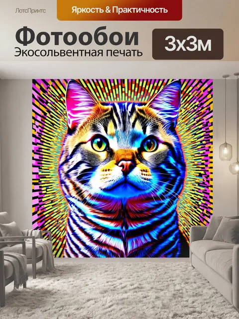 Фотообои животные в стиле оп-арт: абстрактные изображения кошек и собак