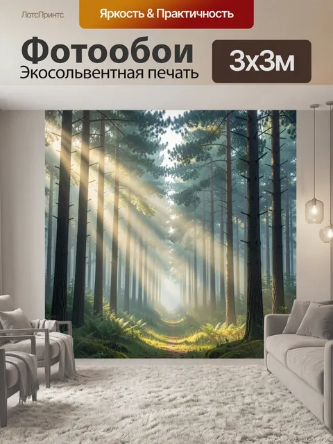 Фотообои Солнечный сосновый лес
