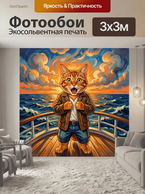 Фотообои Рыжий кот на палубе