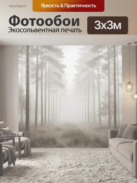 Фотообои Туманный сосновый лес