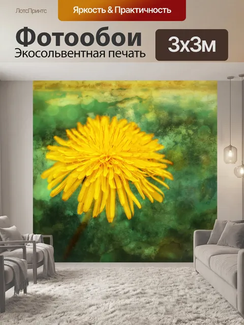 Фотообои Одуванчик капли цветут