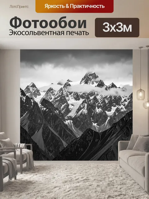 Фотообои Черно-белые заснеженные горы