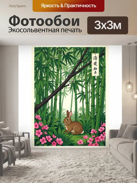 Фотообои Кролик в восточном саду