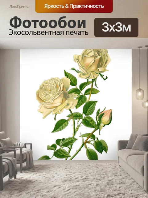 Фотообои Винтажные иллюстрации искусства цветы