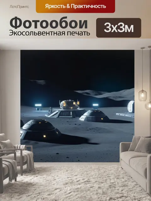 Фотообои лунная база с огнями