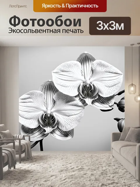 Фотообои цветы в стиле рисунка карандашом