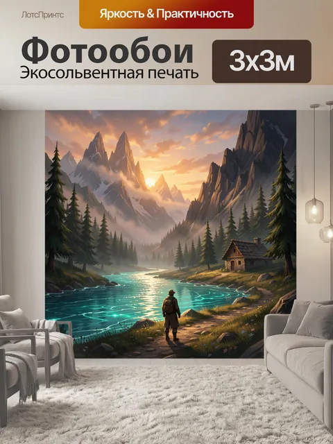 Фотообои Горная долина на закате