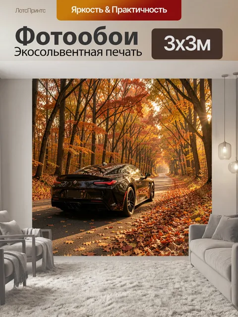 Фотообои Спортивное купе на осенней дороге