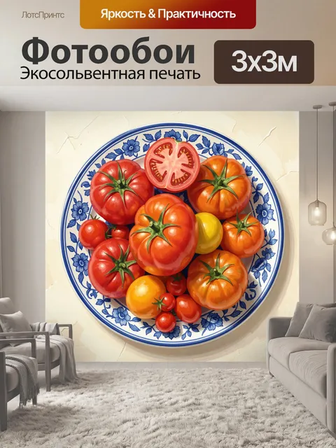 Фотообои Спелые томаты на тарелке