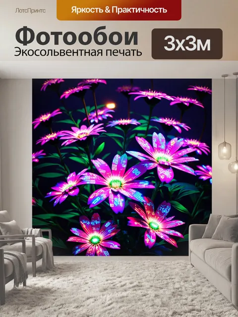 Фотообои цветы в стиле киберпанк