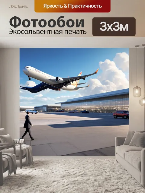 Фотообои описание: реалистичный аэропорт в час пик