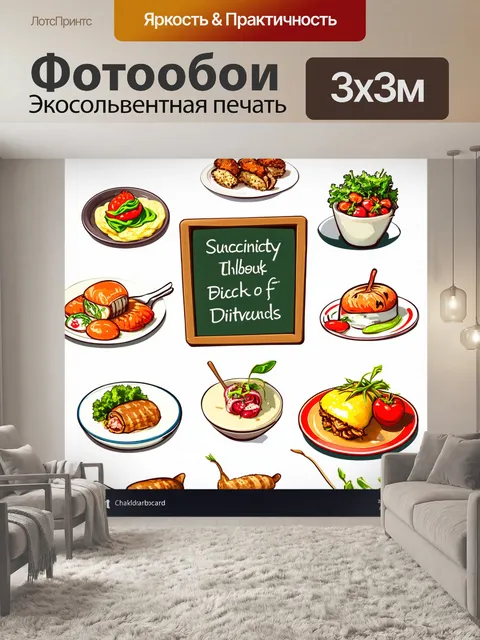 Фотообои промт: "современная меловая доска на минималистическом белом фоне