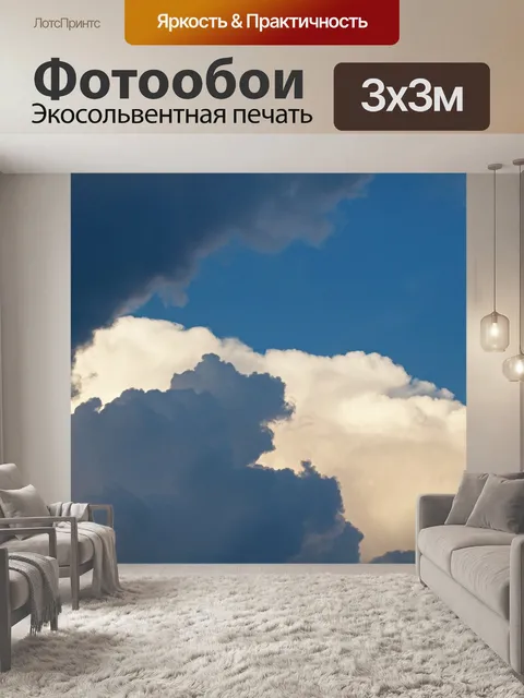 Фотообои контрастирующие белые и серые облака