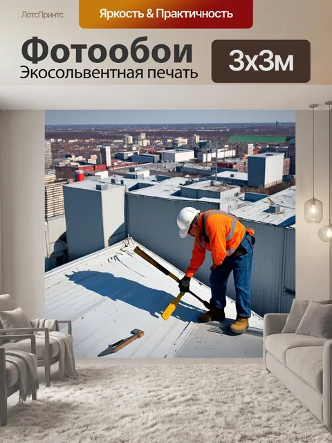 Фотообои ссср труд: рабочий, взбирающийся на крышу заводского помещения, с инструментом в руках и видом на…
