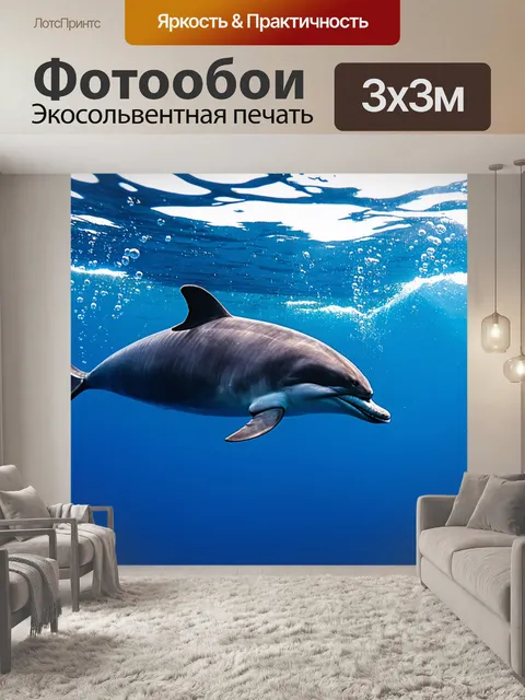 Фотообои дельфин ныряет в глубокую синеву