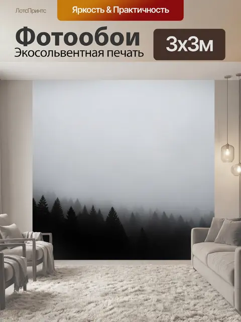 Фотообои Туманный лесной пейзаж