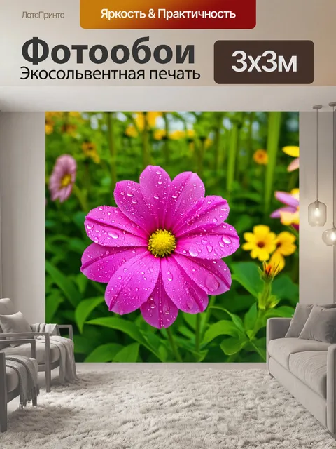 Фотообои летние цветы в саду под ярким солнцем