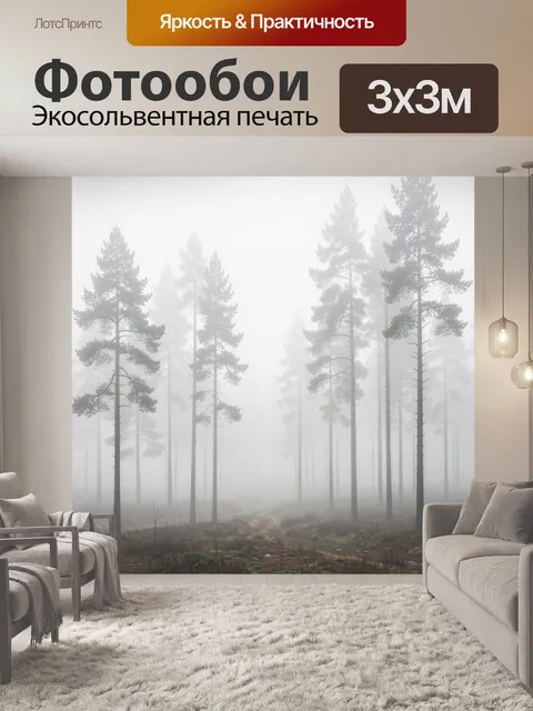 Фотообои Туманный сосновый лес