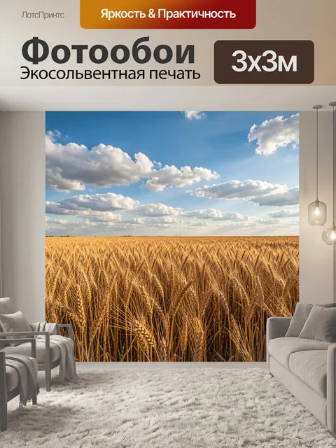 Фотообои Золотое пшеничное поле под небом