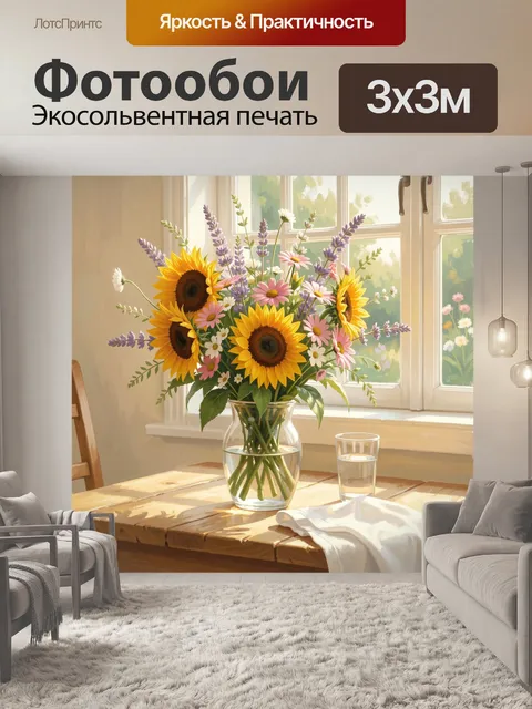 Фотообои Солнечный букет у окна