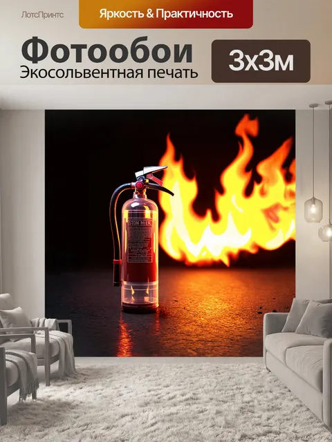 Фотообои на переднем плане прозрачный огнетушитель