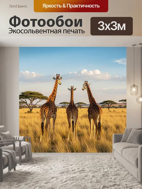 Фотообои Жирафы в африканской саванне
