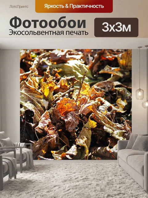 Фотообои солнечный свет на коричневых и золотых л