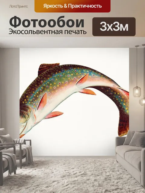 Фотообои Рыба лосось старинный плакат
