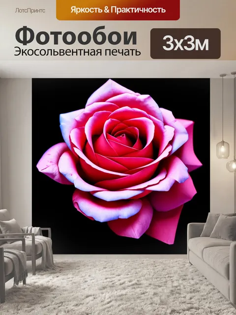 Фотообои розы в стиле ретрофутуризм, легко перетекающие между абстрактными и реалистичными формами