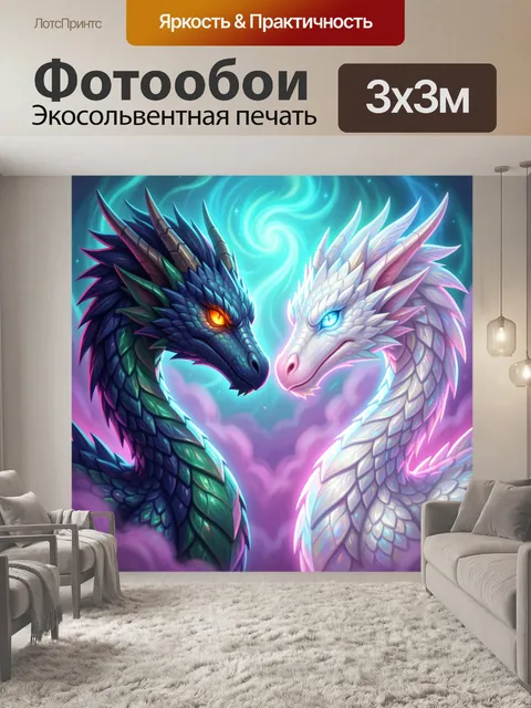 Фотообои Два светящихся дракона