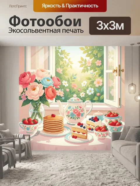 Фотообои Весенний завтрак у открытого окна