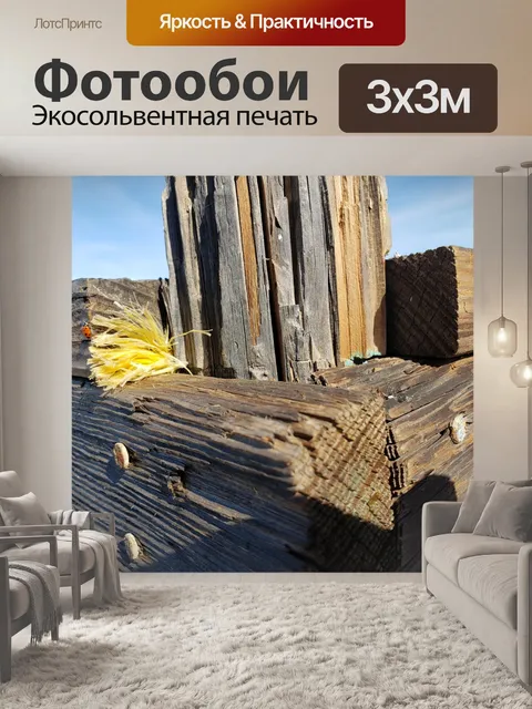 Фотообои Божья коровка на деревянном пирсе
