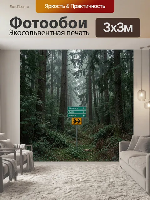 Фотообои Указатели в туманной чаще