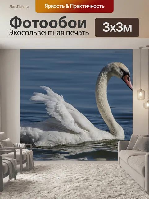 Фотообои Белый лебедь на озере