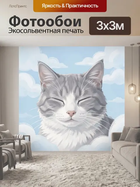 Фотообои Серый кот в облаках