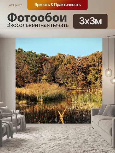 Фотообои Страна пруд осенью