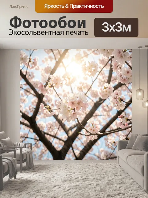 Фотообои Цветущая сакура на солнце