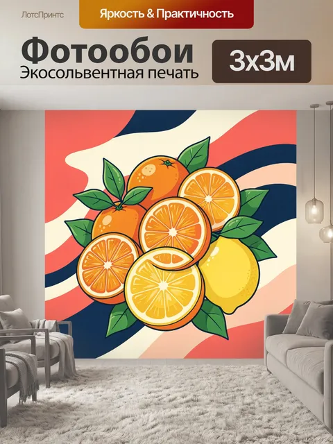 Фотообои Цитрусовая композиция с листьями