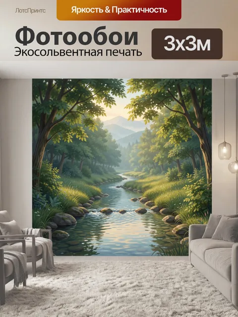 Фотообои Лесная река у гор