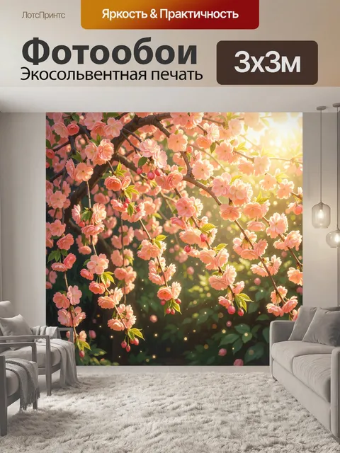 Фотообои Цветущие ветви сакуры на солнце