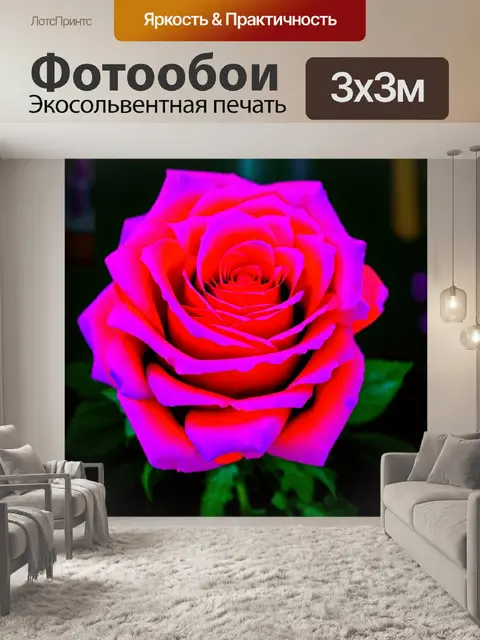 Фотообои розы в стиле неоновый, динамичные и живые цветовые текстуры, придающие жизни интерьеру