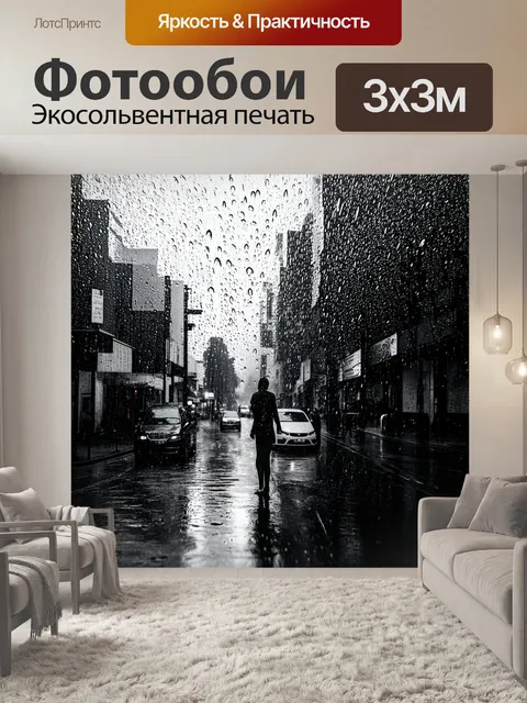 Фотообои дождь в черно-белом стиле