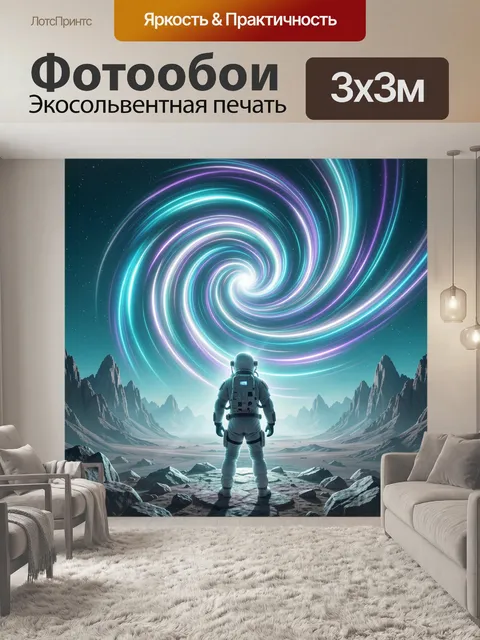 Фотообои Космонавт под вихрем света