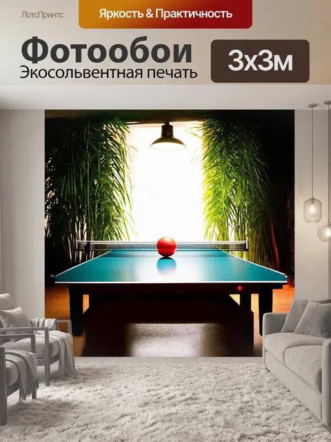 Фотообои центр кадра занимает настольный теннисный стол