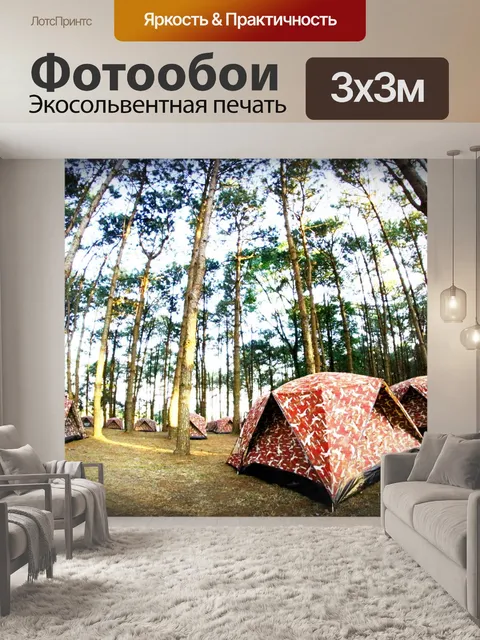 Фотообои кемпинг в сосновом Форрест на Фу Хин Рон
