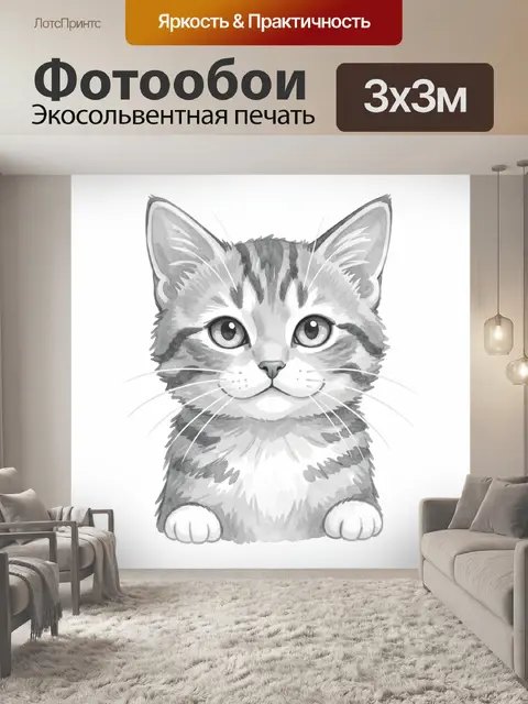 Фотообои Серый кот с большими глазами